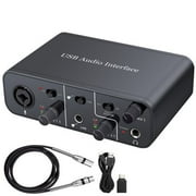 Proster USB Audio Interface (16Bit/48Khz) +48V Phantom Power Supply for Condenser Microphones Audio Record Real-time Monitoring