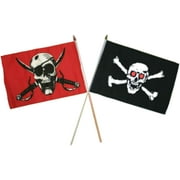 12x18 12"x18" Wholesale Combo Pirate Crimson & Red Surrender Booty Stick Flag