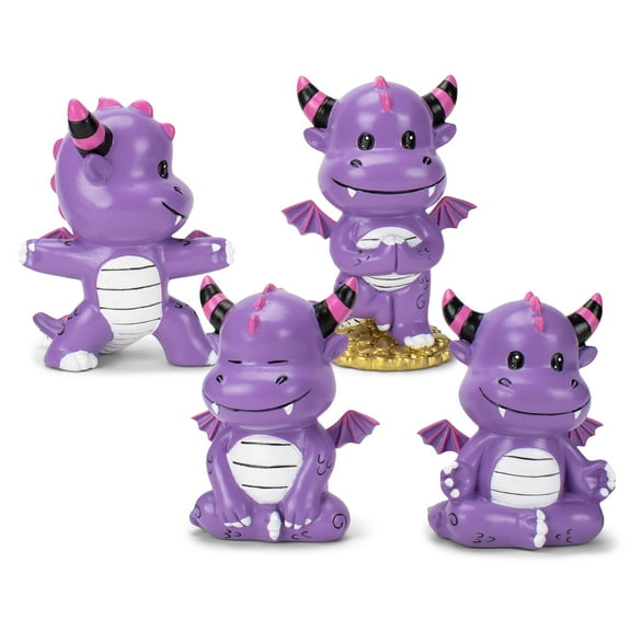 Class Collections Purple Yoga Dragon 4 inch Resin Stone Collectible Figurines Set of 4