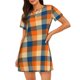 thumbnail image 1 of Fotbe Warm Orange Plaid Bata de Dormir para Mujer con Estampado, Camisón de Algodón de Manga Corta, Ropa de Dormir Casual, 1 of 6