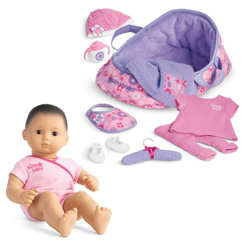 American Girl Bitty Baby 15" Brown Eyes, Black Doll BB4 Holiday Gift Set - Walmart.com