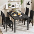 thumbnail image 5 of Baxluxe Dining Table Set for 4, Modern 5 Piece Dining Table Set, Faux Marble Kitchen Table and 4 Velvet Upholstered Chairs for Apartments, Dining Rooms, Small Spaces, Black, 5 of 9