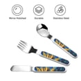 thumbnail image 3 of Easygdp Sunflower Starry Night Vibes 3-Piece Flatware Set Kids Silverware, Stainless Steel Toddler Kids Utensils Safe for Preschooler Children, 3 of 8