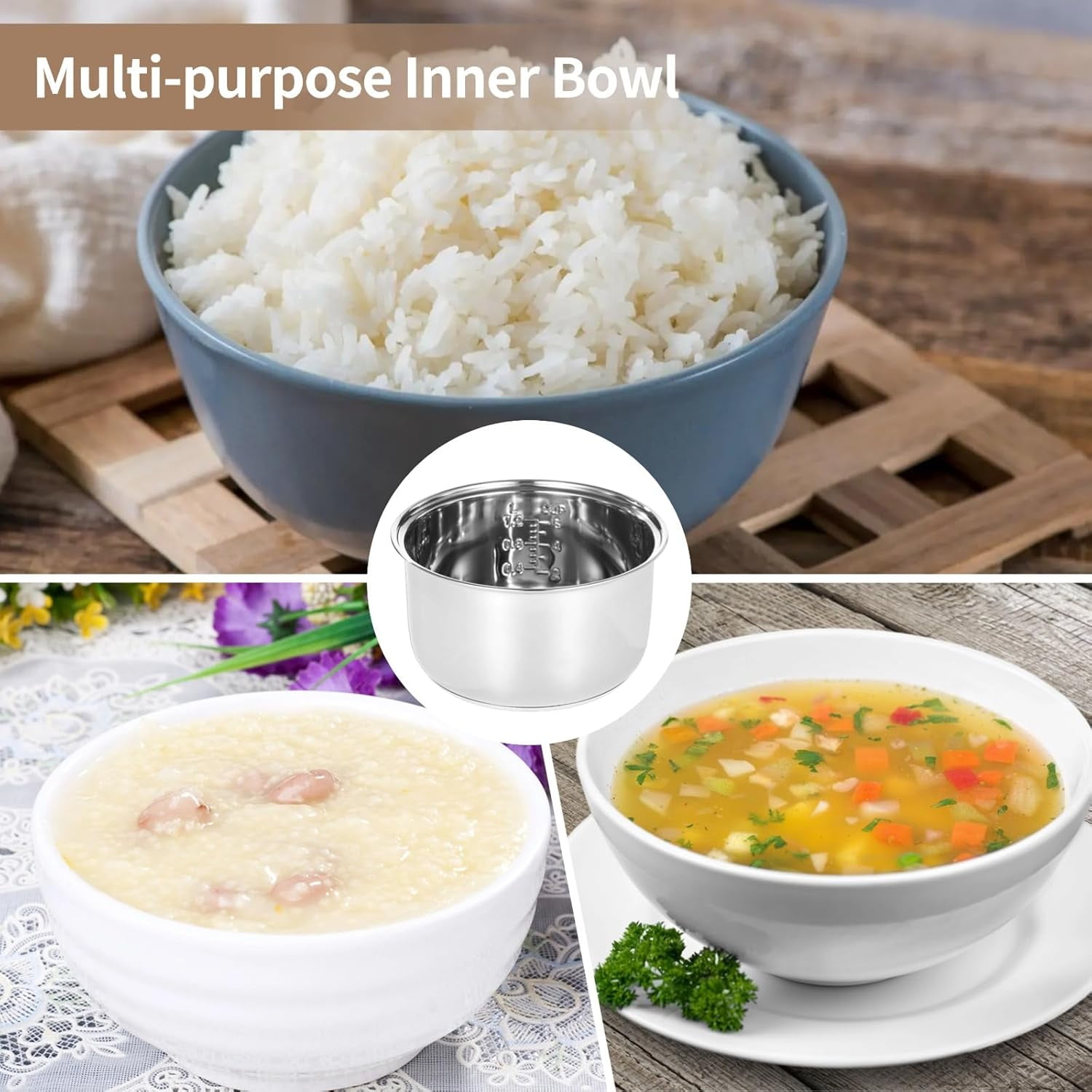304 Stainless Steel Inner Pot for  NS-TSC10, 3 L/5.5-Cup Rice Cooker Replacement, Easy Clean &