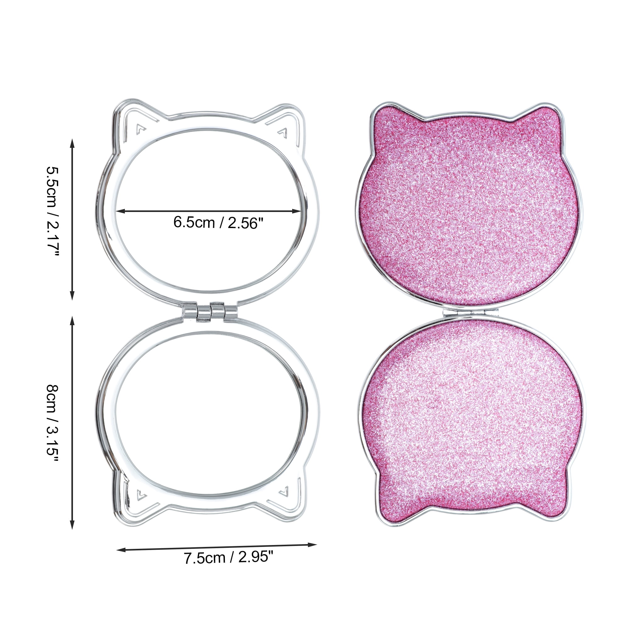 Unique Bargains 1 Pc Women Cat Style Makeup Mirror for Travel and Vacation Purple