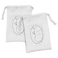 thumbnail image 1 of Half Moon Fabric Pouch Set of 2, Monochrome Sleep Time Night Stars with Hood Simple Sketch Pattern, Small Drawstring Bag for Toiletries Masks and Favors, 9" x 6", White Charcoal Grey, by Ambesonne, 1 of 2