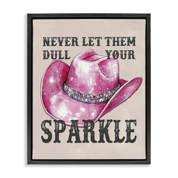 Stupell Industries Never Let Them Dull Your Sparkle Fashion Painting Black Floater Framed Canvas Art Print Wall Art, 17 x 21