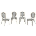 thumbnail image 2 of Merrick Lane Set of Four Stacking Thonet Bistro Style Chair with Black & White Textilene Seat and Bamboo Finished Metal Frame for Indoor/Outdoor Use, 2 of 15