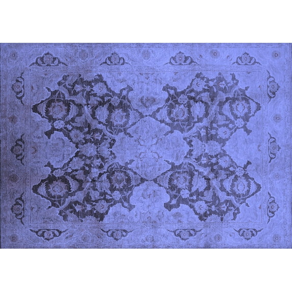 Ahgly Company Machine Washable Indoor Rectangle Oriental Blue Industrial Area Rugs, 5' x 8'