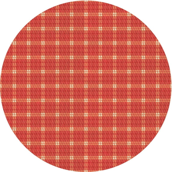 Ahgly Company Indoor Round Patterned Bright Orange Area Rugs, 4' Round