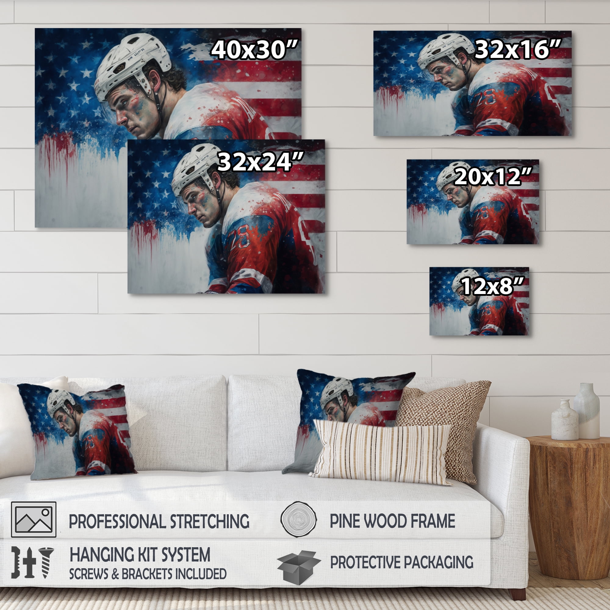 Designart Hockey Player On Break I Canvas Wall Art