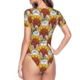 thumbnail image 4 of The Xecao Cartoon Sunflowers Women's Crew Neck Body Suit, a short-sleeved bodysuit and basic swimsuit, both comfort and style for dating and daily life, 4 of 9