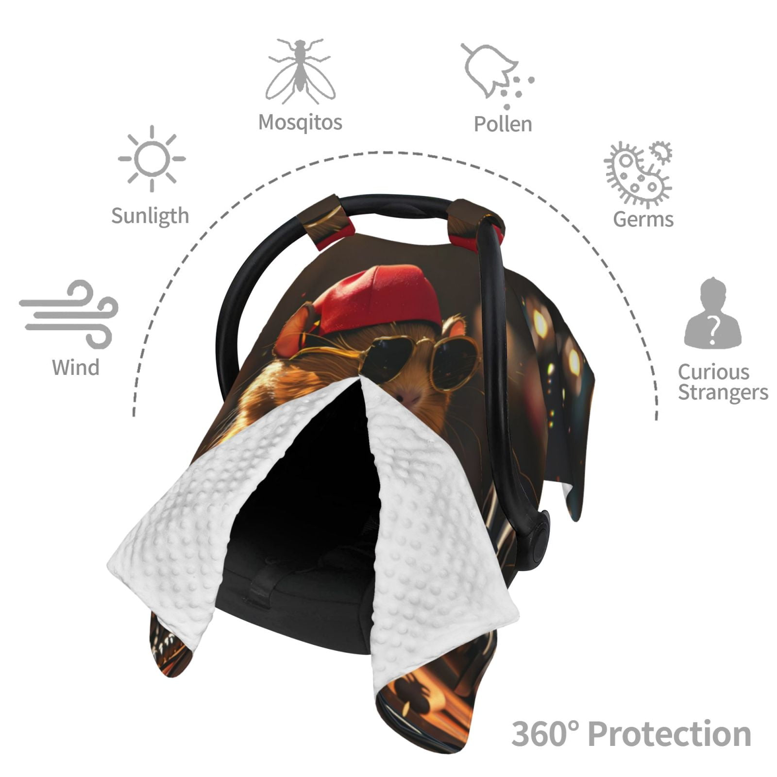 Car Seat Cover Baby - Hip-Hop Guinea Pig. Breathable Infant Car Seat Cover for Baby Carseat, Lightweight Comfort Baby Essentials Must Haves Newborn Stuff for Girl Boy