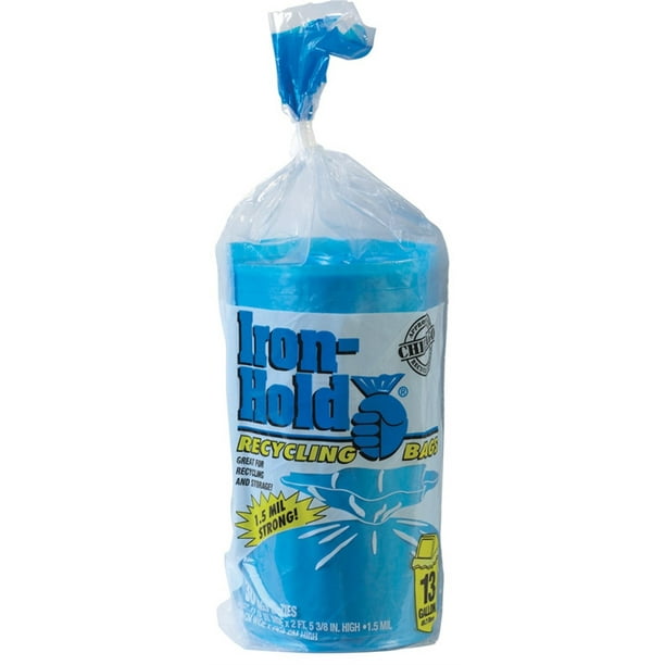 Iron Hold Recycling Bags 13 Gal. 0.70mil Blue 30 Bags / Box Case of 6