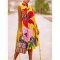 thumbnail image 1 of Summer Fashion Print Sleeveless Button Shirt Dress Women Casual Loose Sleeveless Shirt Dress WomenM Gao Jinjia LED, 1 of 2