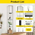 thumbnail image 5 of OUTON Floor Lamp with Shelves and Charging,  63.7''  Dimmable Standing Tall Wood Shelf Lamp with Remote for Living Room, Bedroom, Grey, 5 of 11