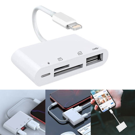 SUWU SD Card Reader for iPhone, USB Camera Adapter 4 in 1 USB Adapter Compatible SD/TF Card, Memory Card Reader Portable USB Adapter for iPhone iPod iPad IOS 12