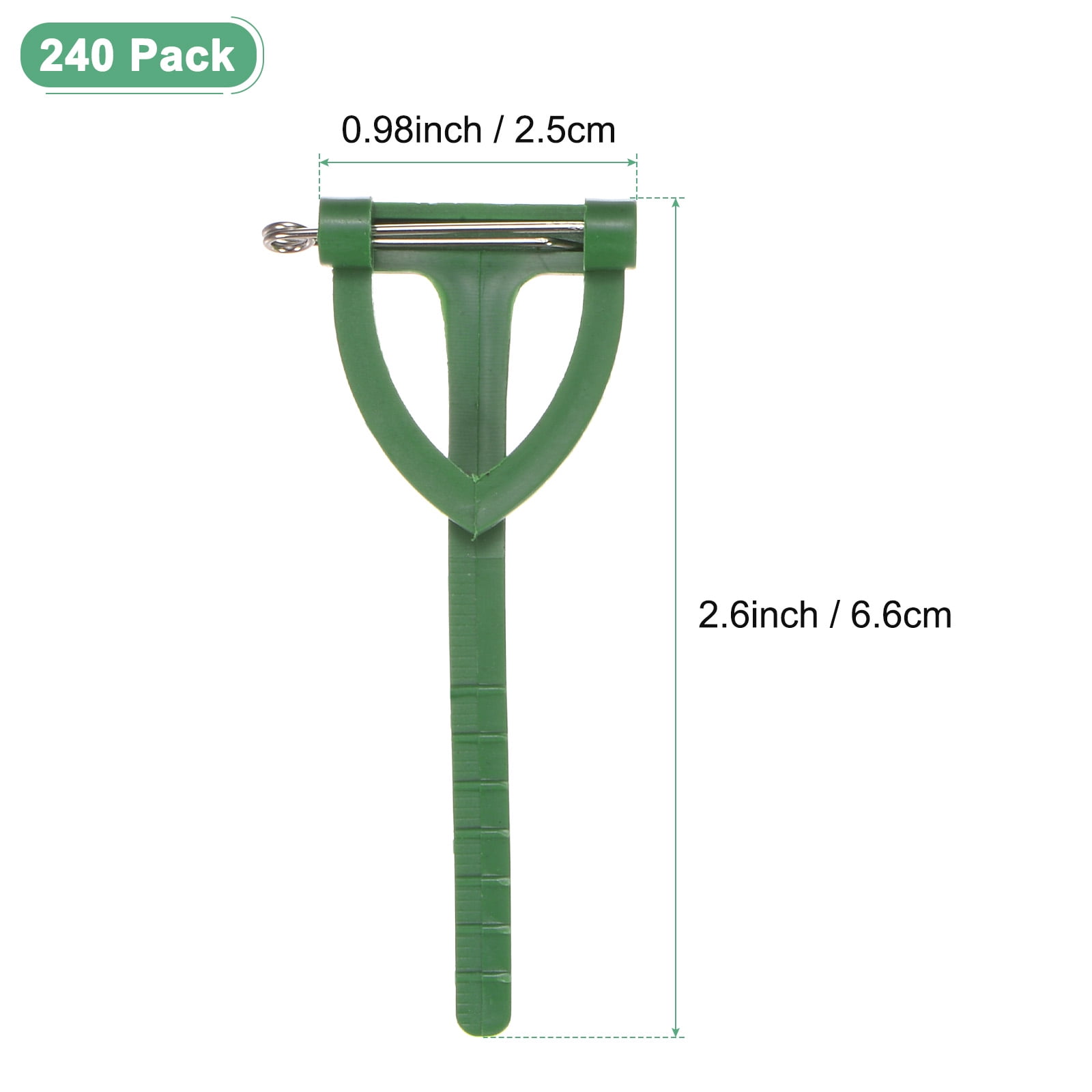 Uxcell 240-Pack Boutonnieres Safety Pins, Plastic Triangle Corsage Pin Buttonhole Flowers Pins for Wedding/Bridegroom Brooch/Party, T Shape Safety Clips Holder [6.5cm, Green]