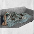 thumbnail image 6 of Grunge Soft Flannel Fleece Blanket, Murky Floral Dragonfly Background with Swirls and Petal Retro Graphic, Cozy Plush for Indoor and Outdoor Use, 50" x 60", Pale Blue Chestnut Brown, by Ambesonne, 6 of 6