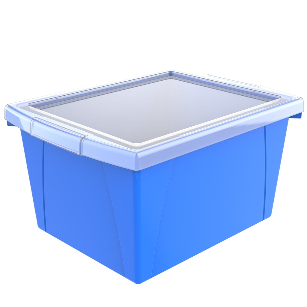 Storex 4 Gallon Plastic Storage Bin with Lid for Kids, Letter Size, Assorted Colors, 6-Pack
