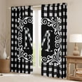 thumbnail image 2 of Feelyou Checkered Letter M Black Out Curtains for Kids, Black White Buffalo Plaid Curtains Pack of 2 (42x63 Each), Retro Damask Floral Bedroom Curtains, Window Curtains Home Decor, 2 of 6
