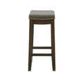 thumbnail image 3 of Linon Claridge 26" Backless Wood Counter Stool, Rustic Brown with Gray Linen Fabric, Includes 1 Stool, 3 of 12