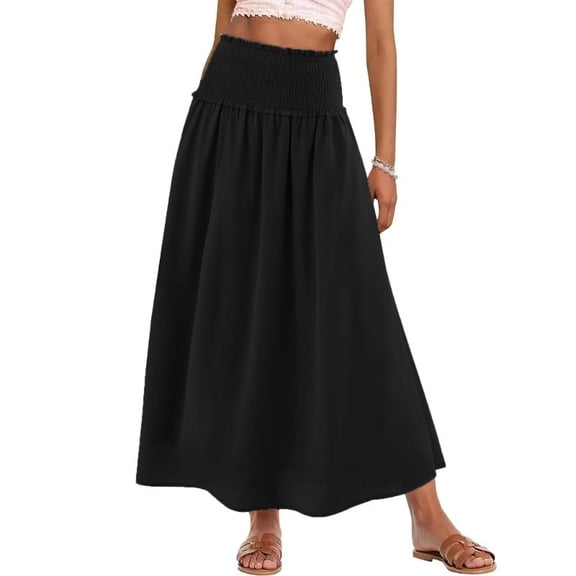 Maxi Skirt for Women Floral Elastic Flowy Long Skirts Beach Cover Up Vacation Skirt