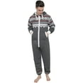 thumbnail image 2 of Juicy Trendz Man Hooded Fleece Onesie Pajamas – Aztec Print, Zip-Up, Unisex Non-Footed Sleepwear Jumpsuit for Adults, 2 of 5