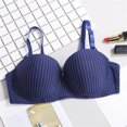 thumbnail image 2 of SMihono Trendy Womens Bras Sexy Comfortable and Breathable Bra with Small Breasts Gathered and Secondary Breasts Steel Ring Striped Bra Dark Blue XS, 2 of 3