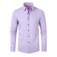 thumbnail image 4 of XDZJLR Mens Shirts Dress Solid Long Sleeve Stretch formal Business Button Down Tops, 4 of 4