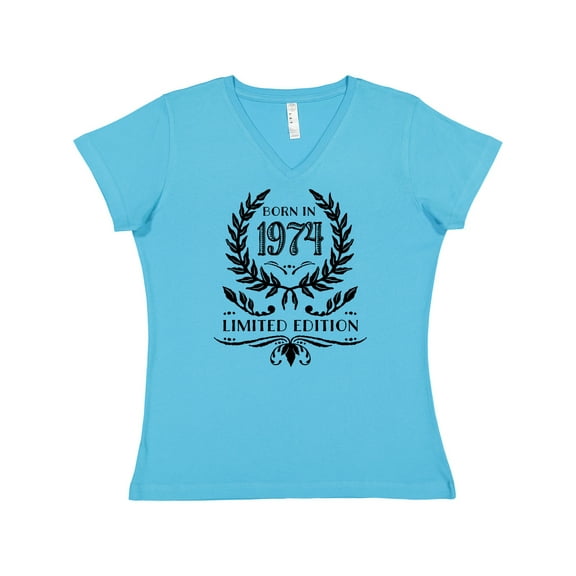 Inktastic Born in 1974 Limited Edition Women's V-Neck T-Shirt