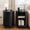 Black, variant on Round End Table Set of 2 with Charging Station, Fluted Nightstand with Sliding Door & Adjustable Shelf, Mid Century Side Table, Black