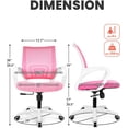 thumbnail image 3 of Office Desk Computer Chair Ergonomic Mesh Gaming Mid Back Seat with Comfy Lumbar Support Adjustable Height Swivel for Home Task (Pink), 3 of 7