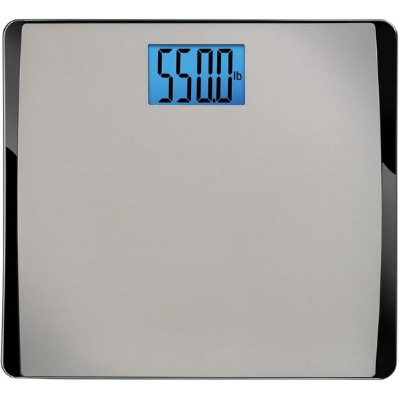 Precision 550 Pound Extra-High Capacity Digital Bathroom Scale, Extra-Wide Platform, Stainless Steel Body Weight Scale with Step-On Tech, Silver