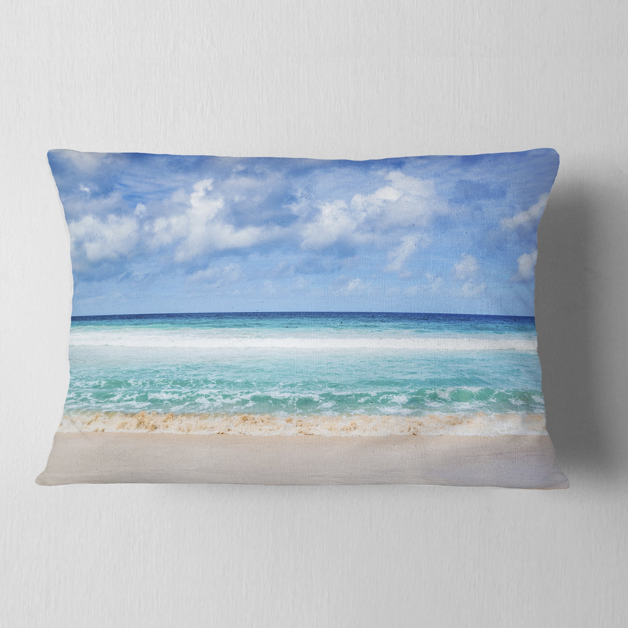 Designart 12" x 20" White Polyester Throw Pillow