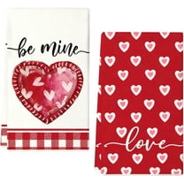 PuSpu Valentine's Day Decoration 2-pack Happy Valentines's Day Kitchen Towels 23.6x15.8 Inches Drying Cloth Tea Towel Suitable For Cooking And Baking