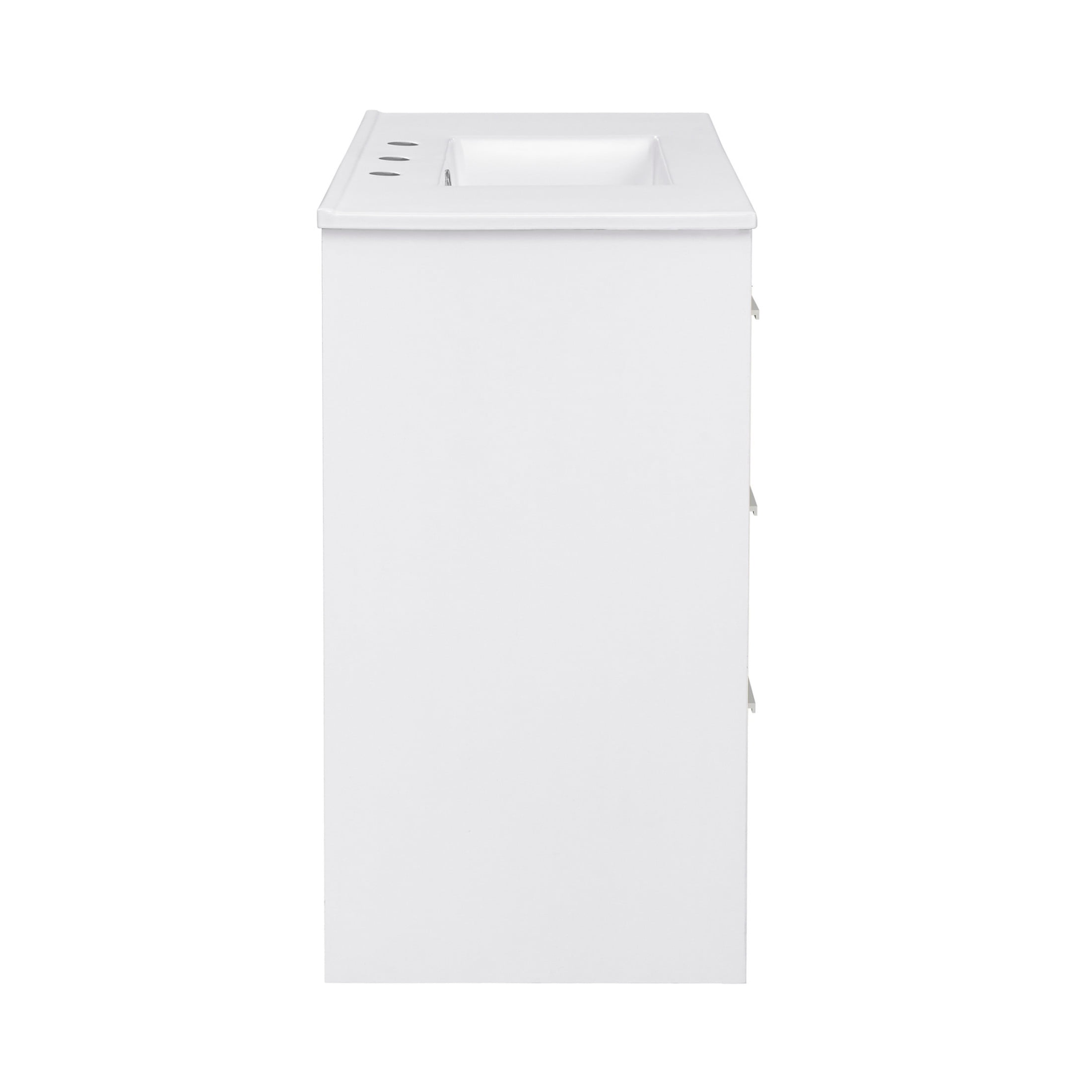 Virage 36 in. White Bathroom Vanity With White, 3-Hole Ceramic Sink Top