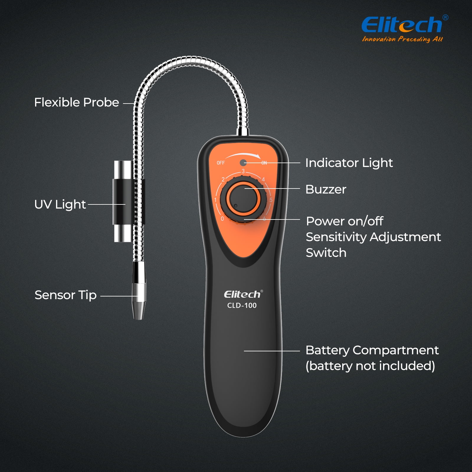 Elitech Refrigerant Leak Detector CLD-100 Freon Leak Detector Car HVAC Halogen Refrigerant Leak Detector CFCs HCFCs HFCs