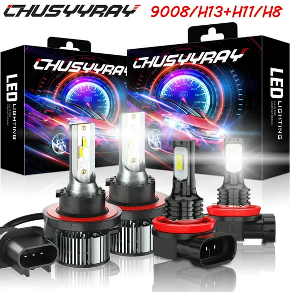 9008 H11 LED Headlight Hi/Low&Fog Light Bulbs For Pontiac Torrent 2007-2009 6000K,Pack of 4