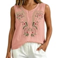 thumbnail image 7 of Women's Linen Sleeveless Tank Tops 2026 Summer Casual Boho Embroidered Loose Lightweight Blouses by Yigetop Pink L, 7 of 7