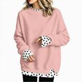 thumbnail image 6 of CAUYDY Women's Crewneck Sweatshirt Layered Hem Pullover Top with Ribbed Cuffs Slouchy Street Style Sweatshirts Pink Sizes L, 6 of 8
