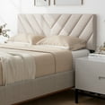 thumbnail image 4 of Gymax Linen Fabric Upholstered Headboard Rectangular Headboard w/ Solid Wood Legs, 4 of 10