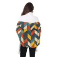 thumbnail image 4 of FORMRS Womens Scarf Winter Soft Long Big Warm Shawls Wrap Tassel Scarves, Red Geometric, 4 of 9