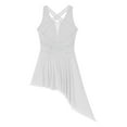thumbnail image 6 of YONGHS Womens Cross Back Ballet Lyrical Dance Dress Sleeveless Rhinestone Figure Skating Leotards White XL, 6 of 7