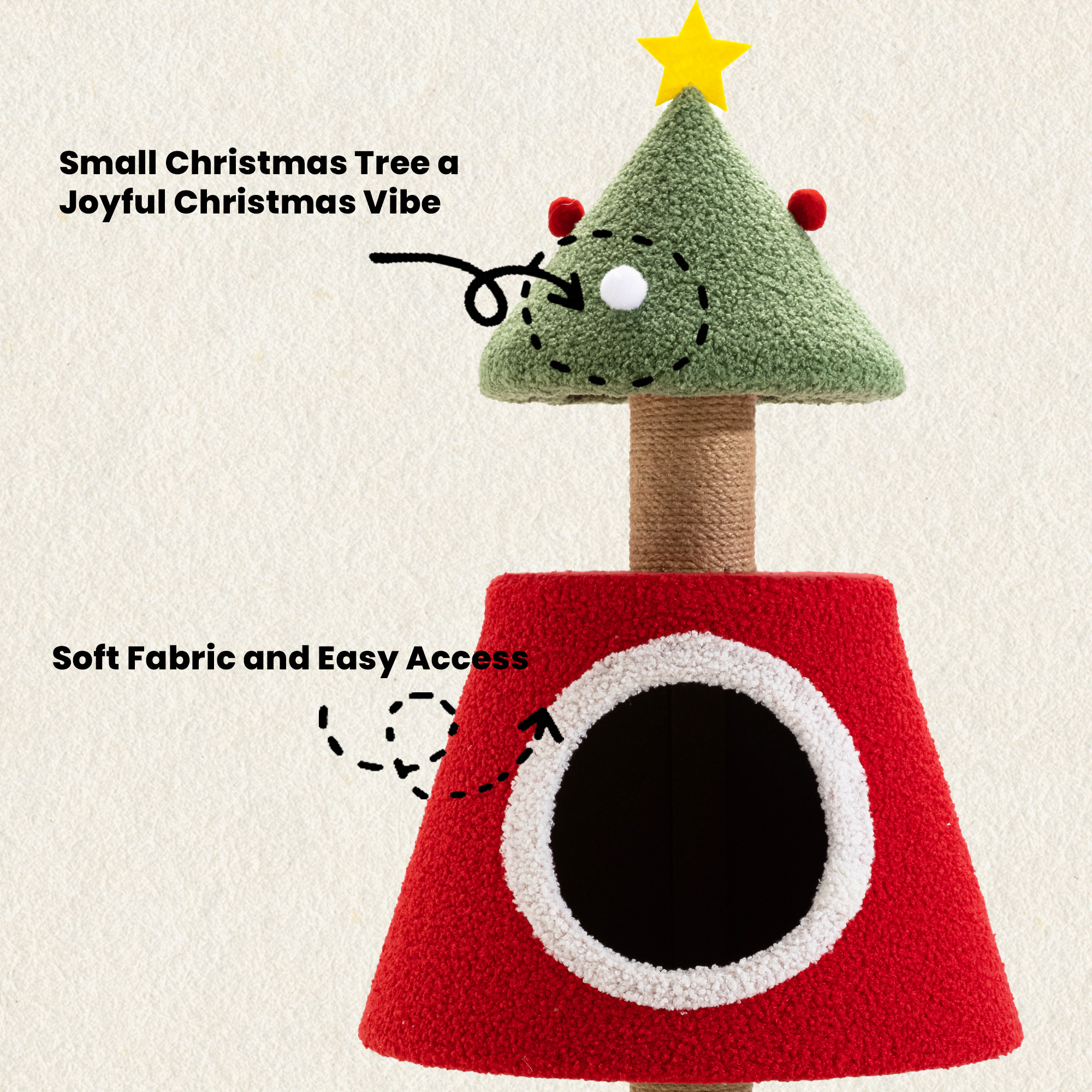 VENTOPYR Christmas Tree Shaped 40" Cat Tree with Scratching Post & Cat Condo Playhouse