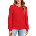 thumbnail image 4 of Uvplove Women's Long Sleeve Crew Neck Knitted Pullover Sweater x red-2xl, 4 of 7