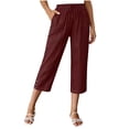 thumbnail image 2 of Axiiglly Capri Pants for Women Drawstring Elastic Waist Straight Leg Loose Fitted Pants with Pockets Soft and Comfortable, S-2XL, 2 of 9