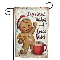 Christmas Gingerbread Polyester Garden Flag 12.5x18 Inch - Double-Sided Peppermint Holly Outdoor Xmas Yard Decor