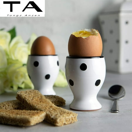 

Handmade 2-piece set and Dot Ceramic hard and soft boiled egg cup set ceramic egg tray housewarming gift