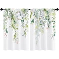 thumbnail image 2 of Green Eucalyptus Leaves Kitchen Window Curtains 26x36 Inch Rustic Spring Blossom Boho Floral Flower Short Cafe Botanical Plant Curtains for Bathroom 2 Panels Window Treatment Tiers Drapes, 2 of 5